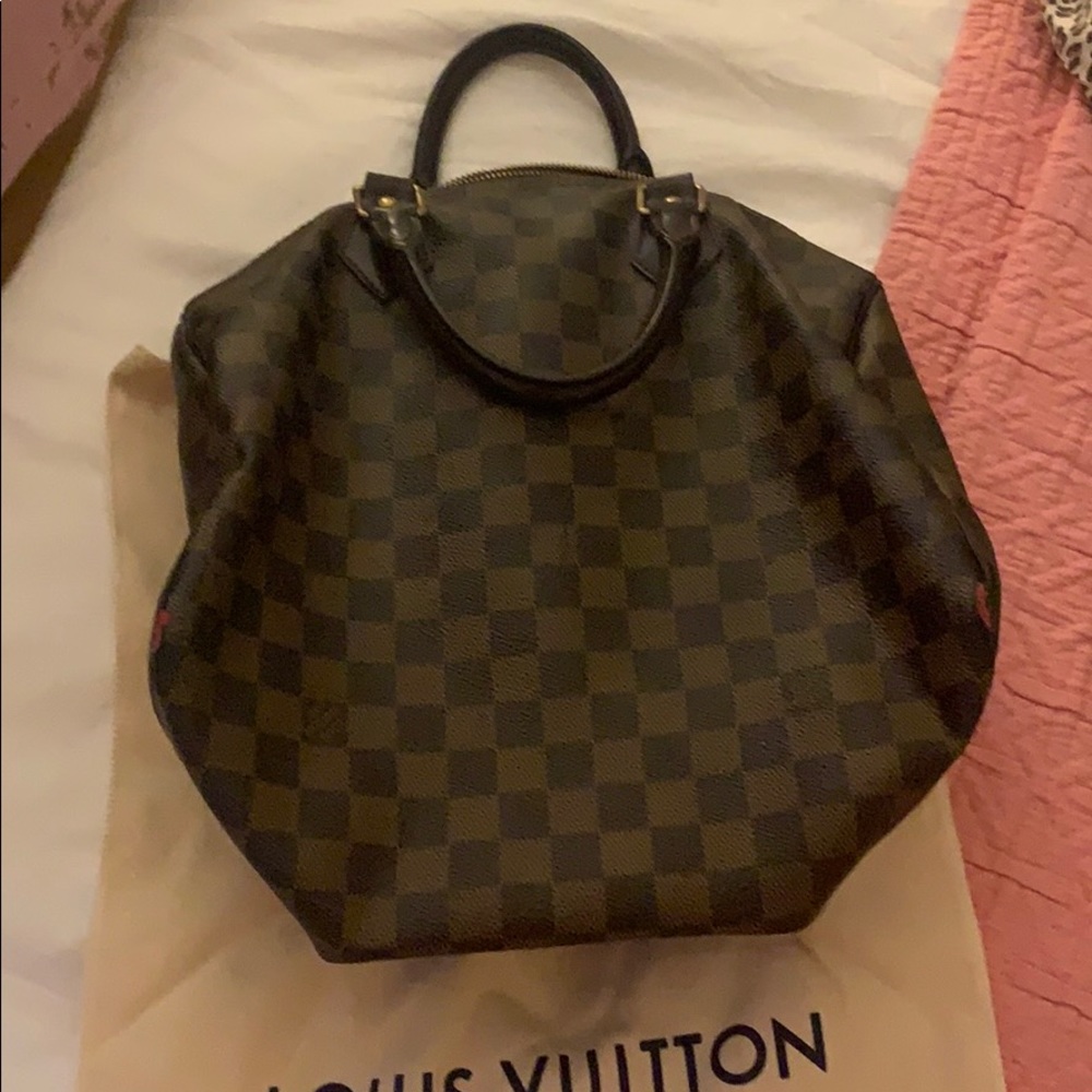 Louis Vuitton Brown Damier Mini Bag with Dark Brown Trim